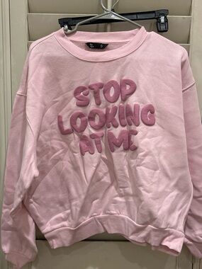 Light Pink 'Stop Looking At Me' Crewneck Sweatshirt